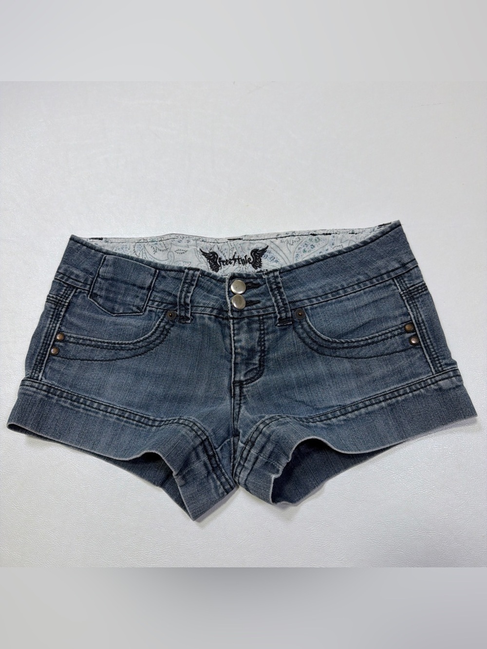 Freestyle Women's Short Denim Cutoffs in Washed Blue